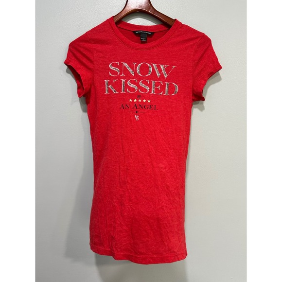 VTG Y2K Victoria's Secret Snow Kissed By An Angel Red T Shirt Top Women's L - Picture 1 of 5